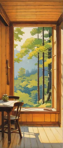 Modern Cabin study with corner window,japanese-style room,wood window,wooden windows,the cabin in the mountains,summer cottage,home landscape,window covering,ryokan,bedroom window,wooden hut,study roo