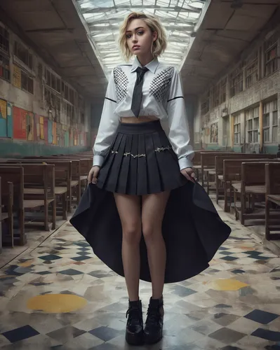 school skirt,schoolgirl,school uniform,school clothes,skirt,black skirt,private school,detention,sailor,pencil skirt,skort,overskirt,girl in a historic way,teacher,academic,gothic fashion,art academy,academic dress,high school,denim skirt,Conceptual Art,Fantasy,Fantasy 11