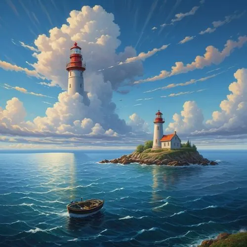 lighthouses,lighthouse,world digital painting,electric lighthouse,light house,windows wallpaper,Illustration,Realistic Fantasy,Realistic Fantasy 27