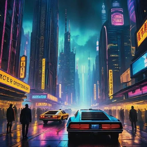 cyberpunk,cityscape,futuristic,80s,futuristic landscape,shanghai,metropolis,dystopian,toyota ae85,fantasy city,tokyo city,hong kong,tokyo,1980's,skyline,vapor,pontiac fiero,80's design,dystopia,shinjuku,Art,Artistic Painting,Artistic Painting 01