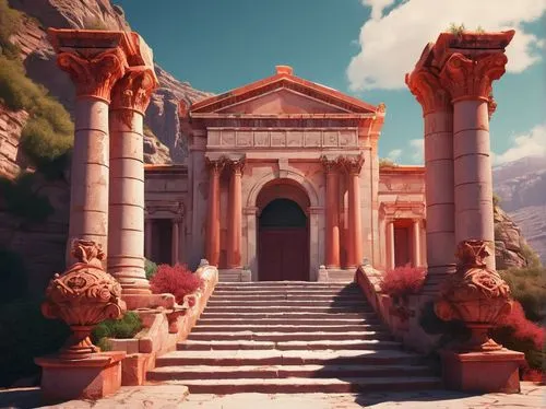 petra,greek temple,artemis temple,ephesus,celsus library,marble palace,poseidons temple,naqadeh,pompeii,the ancient world,ancient city,stone palace,roman temple,temple of diana,temple,water palace,terracotta,house with caryatids,ancient buildings,tempio,Conceptual Art,Sci-Fi,Sci-Fi 29