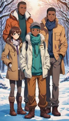 winter clothing,winter clothes,birch family,sparrows family,winter trip,eskimo,iron blooded orphans,pine family,snow figures,the dawn family,winter background,travelers,herring family,in the snow,parka,in the winter,winter animals,snow scene,the cold season,deep snow,Illustration,Japanese style,Japanese Style 03