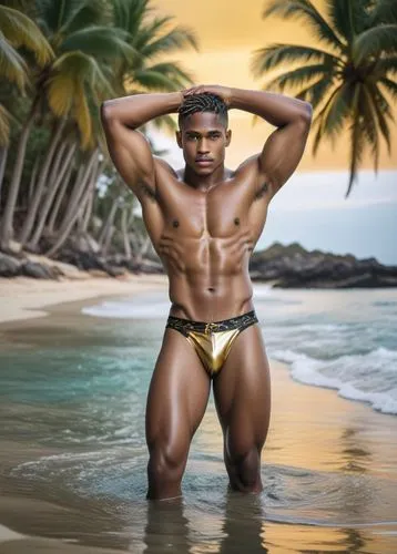 a man in his underwear posing for a po,brazilian athlete,speedos,topher,adesanya,njokuani,olatunde