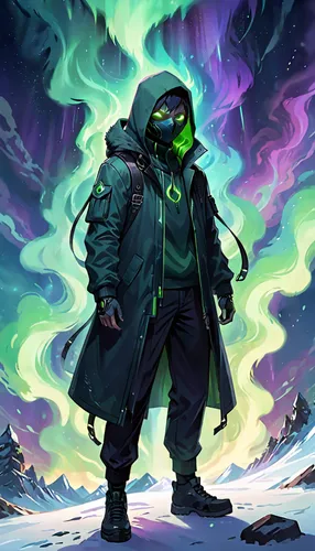 parka,undead warlock,polar aurora,grimm reaper,green aurora,scandia gnome,doctor doom,dodge warlock,druid,raven rook,spotify icon,mountain guide,the northern lights,argus,the wanderer,reaper,summoner,frog background,northern light,grim reaper,Anime,Anime,General