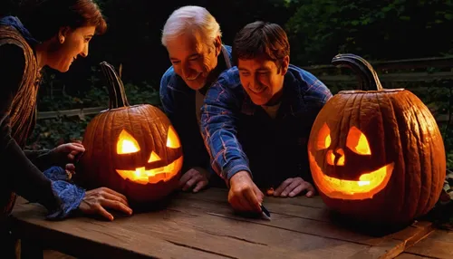 Write a humorous dialogue between two friends discussing the most creative ways to carve a jack o' lantern.,jack-o'-lanterns,jack-o-lanterns,pumpkin carving,halloween pumpkins,funny pumpkins,pumpkin h