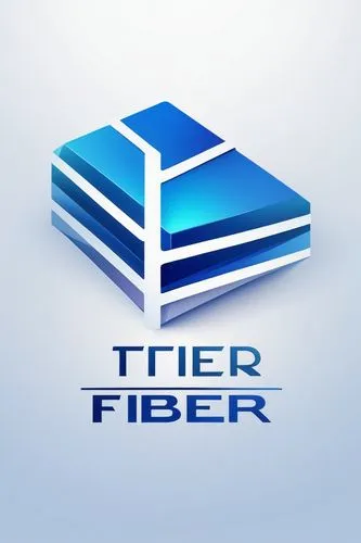 Fiber.com logo, modern design, simple shape, bold font, blue and white color scheme, 3D effect, metallic texture, reflective surface, subtle gradient, centered composition, minimalist style, tech indu