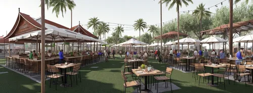 seminyak,beer tables,seminyak beach,beer garden,barbecue area,beer tent set,3d rendering,beach bar,beach restaurant,umbrella beach,palm field,parasols,thatch umbrellas,food court,royal palms,outdoor d