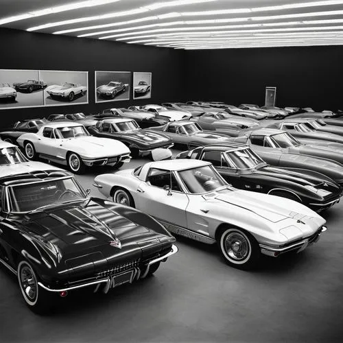 bonhams,car showroom,car dealership,corvairs,classic cars,mustangs,underground garage,dealership,mercedes museum,american classic cars,packards,showroom,car boutique,dealerships,vintage cars,datsuns,automakers,gtos,model years 1958 to 1967,retinue,Photography,Black and white photography,Black and White Photography 11