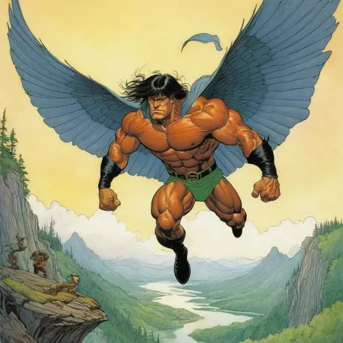 muscle man flying
,hawkman,zagor,frazetta,hawkworld,gyrich,balrog,haggar,hercules,bisley,conan,clariden,herc,ghazan,zauriel,devilman,kanigher,airyaman,namor,manowar,skybolt,Illustration,Realistic Fant