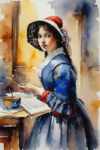 woman at cafe,girl in the kitchen,coffee watercolor,woman drinking coffee,watercolor cafe,italian painter,watercolor painting,watercolor tea,woman holding pie,watercolor tea shop,watercolor,watercolor paris,girl with bread-and-butter,watercolor women accessory,watercolor paint,watercolour,meticulous painting,watercolors,watercolor paris shops,watercolor pin up,Art,Classical Oil Painting,Classical Oil Painting 07