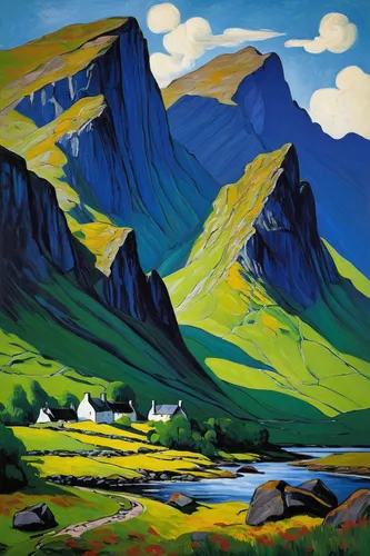 glencoe,olle gill,isle of skye,highlands,mountain scene,stabyhoun,graeme strom,mountain landscape,drakensberg mountains,scottish highlands,mountain pasture,basotho,nordland,carol colman,mountainous landscape,bullers of buchan,ilse valley,gap of dunloe,scotland,george russell,Art,Artistic Painting,Artistic Painting 05