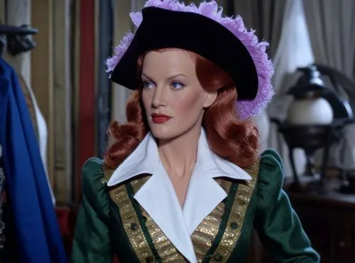  Maureen O'hara pirate head for 1/6th scale doll,the woman's green blouse and skirt are made out of plastic,maureen o'hara - female,nessarose,gwtw,meryl,merryweather,satine