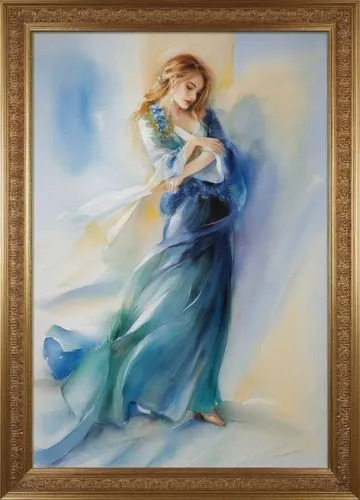 annunciation,the annunciation,watercolor frame,blue leaf frame,scheffer,watercolour frame,celtic woman,the angel with the veronica veil,wedding frame,the prophet mary,watercolor women accessory,jesus 