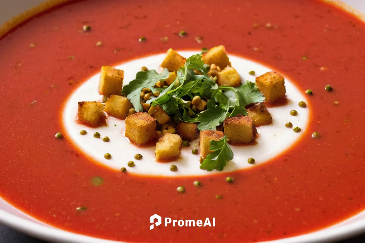 Gazpacho with Chickpea Croutons,gazpacho,tomato soup,ezogelin soup,minestrone,potage,vegetable soup,pasta e fagioli,borscht,potato soup,tomato mozzarella,bocconcini,harissa,carrot and red lentil soup,