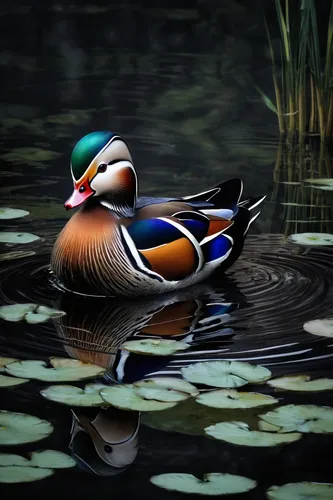 mandarin duck,mandarin duck water bird,mandarin duck portrait,mallard,mandarin ducks,ornamental duck,mandarin,duck on the water,wood duck,canard,pintail,waterfowl,brahminy duck,mandarin mandarin,cayuga duck,water fowl,female duck,mallards,blue winged teal,green winged teal (american),Illustration,Realistic Fantasy,Realistic Fantasy 46