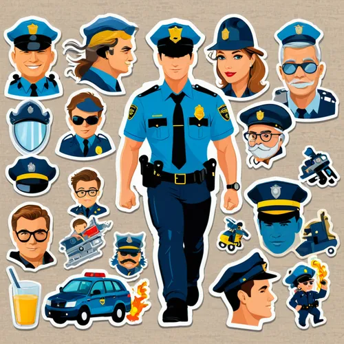 police officers,police force,police uniforms,clipart sticker,police officer,officers,cops,garda,policeman,law enforcement,police work,officer,police hat,police cars,retro 1950's clip art,badges,polish police,criminal police,icon set,police,Unique,Design,Sticker