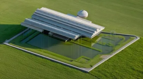 3d rendering,solar cell base,3d render,helipad,render,sky space concept,sewage treatment plant,grass roof,3d model,golf course background,3d rendered,golf hotel,scale model,cooling tower,solar power plant,golf resort,feng-shui-golf,roof landscape,flat roof,turf roof,Photography,General,Realistic