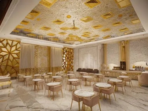 largest hotel in dubai,taj mahal hotel,breakfast room,marble palace,ballroom,3d rendering,emirates palace hotel,fine dining restaurant,dining room,hotel hall,stucco ceiling,pan pacific hotel,luxury ho