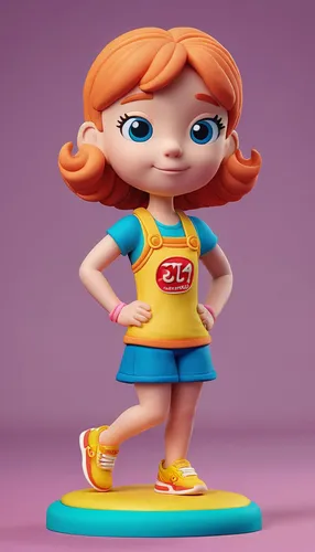 3d figure,3d model,clay animation,girl with cereal bowl,cute cartoon character,clay doll,agnes,child girl,female runner,wind-up toy,3d render,game figure,penny,cinnamon girl,3d rendered,cinema 4d,3d modeling,doll figure,barb,little girl running,Unique,3D,Clay