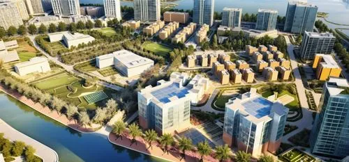 Contemporary urban design with heavily glazed buildings water color look,emaar,barangaroo,europan,zorlu,songdo,xujiahui,bjarke,transbay,capitaland,sharjah,damac,mipim,densification,dubailand,redevelop