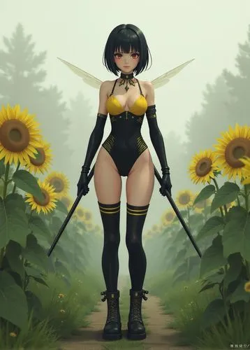 Ms. Yellow Jacket, the wasp fighter.,rumiko,sonika,karai,pollina,kawakami,fubuki