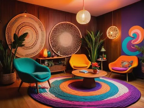 cabana,interior decor,modern decor,therapy room,interior decoration,apartment lounge,decor,livingroom,mid century modern,brighthouse,kids room,colorful spiral,ufo interior,meeting room,children's room,contemporary decor,yotel,cabanas,midcentury,deco,Illustration,Paper based,Paper Based 14