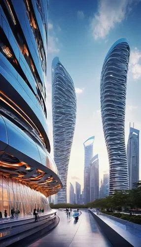 futuristic architecture,tianjin,doha,bjarke,songdo,dubay,mubadala,esteqlal,dubia,guangzhou,morphosis,lusail,largest hotel in dubai,urban towers,damac,shenzen,baku,abu dhabi,shenyang,zhengzhou,Conceptual Art,Sci-Fi,Sci-Fi 04