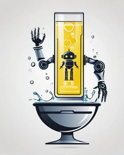 Imagine a futuristic setting where robots serve refreshing glasses of lemonade to exhausted humans.,wet smartphone,corona app,drink icons,robot icon,phone clip art,mobile video game vector background,