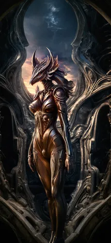 In the style of HR Giger, biomechanical, female, 2,minotaur,zodiac sign libra,the zodiac sign taurus,faun,tiber riven,trioceros,fantasy art,zodiac sign gemini,mythological,nine-tailed,aporia,wyrm,cass