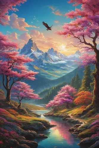 fantasy landscape,purple landscape,mountain landscape,landscape background,mountain sunrise,nature landscape,mountain scene,mushroom landscape,fantasy picture,autumn mountains,forest landscape,high landscape,mountainous landscape,autumn landscape,river landscape,the landscape of the mountains,landscape nature,salt meadow landscape,springtime background,fall landscape,Photography,General,Natural