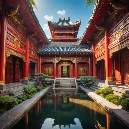 asian architecture,hall of supreme harmony,buddhist temple,wudang,water palace,shuozhou,soochow,buddha tooth relic temple,hengdian,qingcheng,hanging temple,chaozhou,dojo,jiangnan,fengshui,zhaozhou,qibao,sanshui,white temple,khenin,Conceptual Art,Fantasy,Fantasy 25