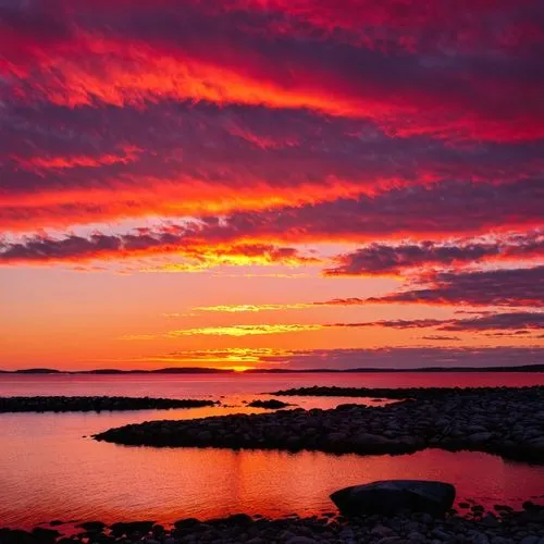 red sunset at york harbor maine,a sunset with a few clouds and some water,sakonnet,mattapoisett,lauttasaari,oslofjord,narragansett,hiiumaa,Photography,Documentary Photography,Documentary Photography 3