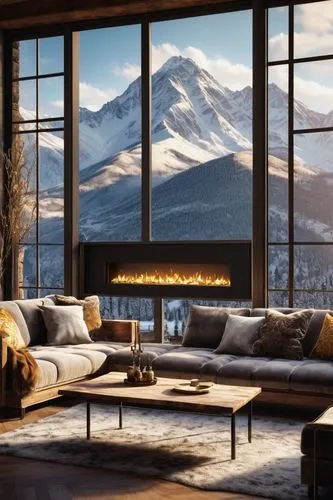 alpine style,the cabin in the mountains,fire place,minotti,coziness,house in the mountains,modern living room,fireplaces,winter window,fireplace,mountainview,denali,living room,shasta,apartment lounge,beautiful home,modern minimalist lounge,coziest,warm and cozy,house in mountains,Photography,Documentary Photography,Documentary Photography 23