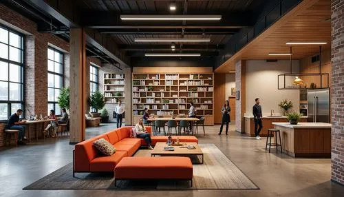 loft,lofts,modern office,contemporary decor,modern decor,interior modern design,interior design,bookshelves,reading room,bookcases,bookstore,creative office,minotti,offices,gensler,home interior,kundig,working space,bookbuilding,hardwood floors