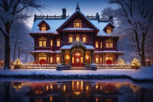 winter house,the gingerbread house,gingerbread house,christmas house,santa's village,victorian house,christmas landscape,witch's house,victorian,christmas town,christmas wallpaper,dreamhouse,gingerbread houses,winter village,old victorian,christmas scene,house silhouette,house in the forest,creepy house,winterplace,Art,Classical Oil Painting,Classical Oil Painting 31