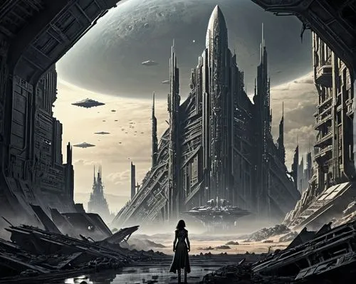 sci fi,sci fiction illustration,futuristic landscape,ancient city,sci-fi,sci - fi,hall of the fallen,alien world,destroyed city,alien planet,scifi,barren,colony,sidonia,citadel,human settlement,the ruins of the,space port,science fiction,ruin,Conceptual Art,Fantasy,Fantasy 33