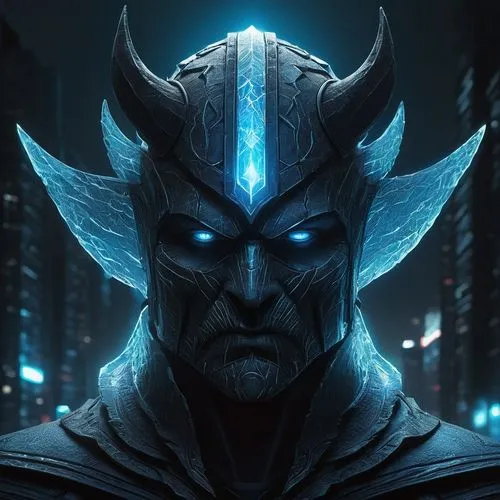 dark elf,poseidon god face,kadala,lokportrait,warlord,electro,yuvarlak,avatar,norse,white walker,father frost,blue demon,god of thunder,mean bluish,wall,garuda,massively multiplayer online role-playing game,destroy,thor,icemaker,Illustration,Realistic Fantasy,Realistic Fantasy 17