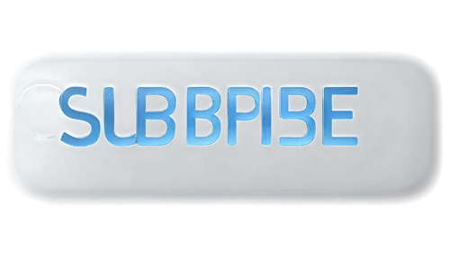 Subscribe button, YouTube logo, blue and white colors, rounded rectangle shape, shiny metallic surface, slight shadow, centered text "Subscribe", bold font, 3D effect, high contrast, bright lighting, 