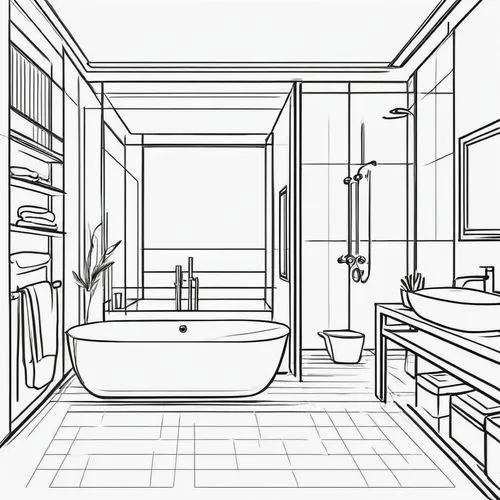 coloring page,modern minimalist bathroom,bathtub,luxury bathroom,bathroom,coloring pages,tub,bathtub accessory,shower base,bath,baths,line drawing,laundry room,mono-line line art,shower panel,line-art,faucets,plumbing fitting,sheet drawing,bath white,Illustration,Black and White,Black and White 04