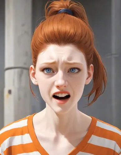 character animation,emogi,child crying,worried girl,clementine,cgi,cute cartoon character,the girl's face,b3d,ginger rodgers,fallout4,maci,daphne,orange,gingerman,cinema 4d,3d model,cinnamon girl,nora,realdoll,Digital Art,Anime