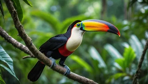 toucan perched on a branch,keel-billed toucan,chestnut-billed toucan,yellow throated toucan,toco toucan,keel billed toucan,brown back-toucan,perched toucan,pteroglossus aracari,pteroglosus aracari,black toucan,toucan,swainson tucan,ramphastos,toucans,tucan,aracama,malabar pied hornbill,hornbill,tucano,Photography,General,Realistic