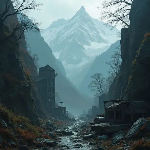 mountain settlement,fantasy landscape,mountain village,autumn mountains,syberia,erebor,mountain landscape,mountain scene,mountain huts,alpine landscape,mountainous landscape,mountains,alpine village,world digital painting,mountain pass,house in mountains,post-apocalyptic landscape,mountainside,mountain valley,foggy mountain,Photography,General,Realistic