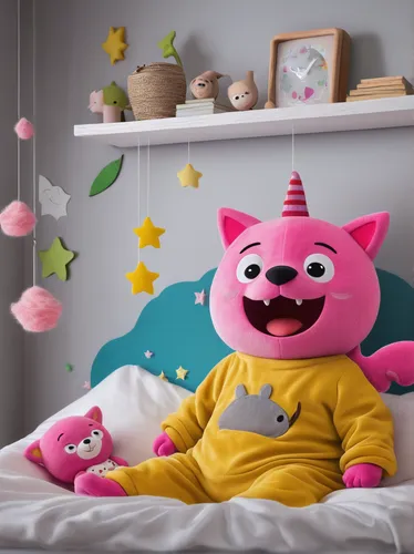 Compose a calming Pinkfong lullaby for children to help them sleep peacefully.,baby room,kids room,children's room,nursery decoration,children's bedroom,the little girl's room,kids' things,infant bed,