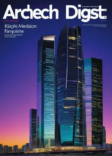 Modern architectural magazine cover, April 2023 issue, sleek font, bold title, Architechtural Digest, subtle gradient effect, glossy finish, white background, minimalist layout, futuristic cityscape, 