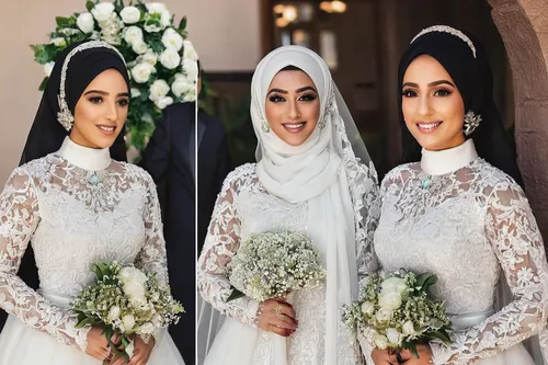 Bridal beauty @faten.odeh Mabrouk to the lovely bride Faten✨ makeup by @beautybymegannaik • dress from @demetriosbride • hijab inspired by @veiledbyzara #thehijabbride #modestbride #muslimbride #modes