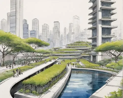 songdo,biopolis,chengdu,guangzhou,ecotopia,xujiahui,taikoo,arcology,europan,huzhou,urban design,shanghai,futuristic landscape,shenzhen,pangyo,megaproject,urban development,hangzhou,urbanism,hefei,Illustration,Paper based,Paper Based 30