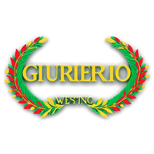 Guerrero wrestling logo, circular shape, bold font, red and green colors, Mexico-inspired design, intricate patterns, Aztec influences, golden accents, 3D effect, metallic texture, high-contrast light