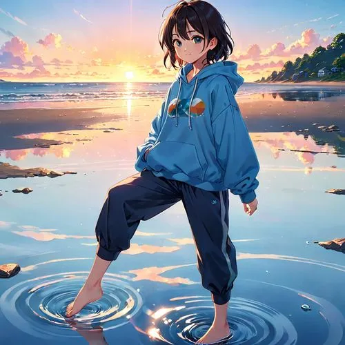 summer background,yanmei,kumiko,beach background,ocean,fubuki,niijima,beach scenery,seaside,shizuku,summer coat,ocean background,on the shore,by the sea,seashore,euphonious,salt sea,sea ocean,transparent background,dusk background,Anime,Anime,Realistic