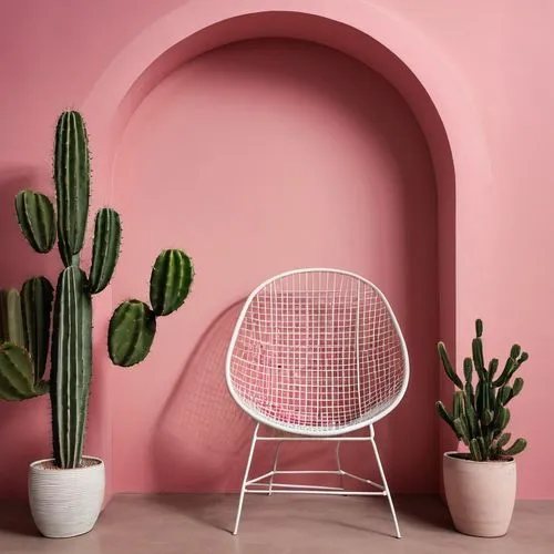 pink chair,pink round frames,cactus,wall,pink background,cacti,cactus digital background,semi circle arch,basket wicker,valentine's day décor,geometric style,homeware,kawaii cactus,platner,homewares,wicker baskets,modern decor,chair circle,danish furniture,watermelon background,Photography,General,Realistic