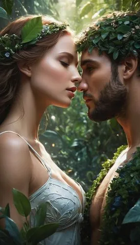 garden of eden,fauns,faery,adam and eve,dryads,fantasy picture,Conceptual Art,Fantasy,Fantasy 11